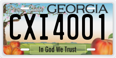 GA license plate CXI4001