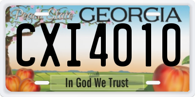 GA license plate CXI4010