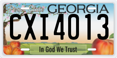 GA license plate CXI4013