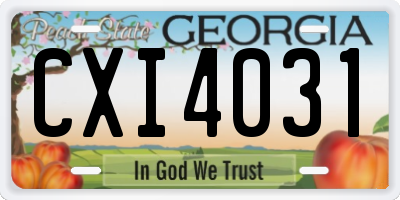 GA license plate CXI4031