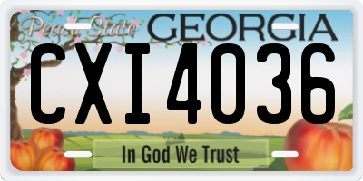 GA license plate CXI4036