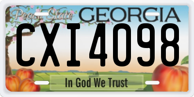 GA license plate CXI4098