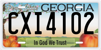 GA license plate CXI4102