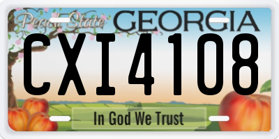 GA license plate CXI4108