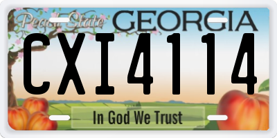 GA license plate CXI4114