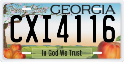 GA license plate CXI4116