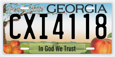 GA license plate CXI4118