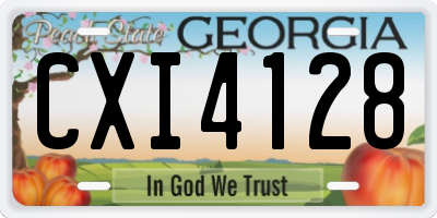 GA license plate CXI4128