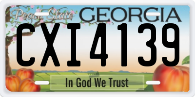 GA license plate CXI4139