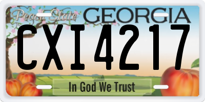 GA license plate CXI4217