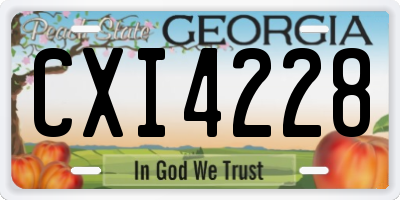 GA license plate CXI4228