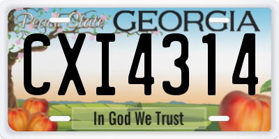 GA license plate CXI4314