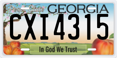 GA license plate CXI4315
