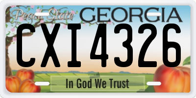 GA license plate CXI4326