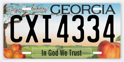 GA license plate CXI4334