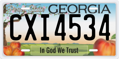 GA license plate CXI4534