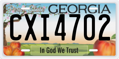 GA license plate CXI4702