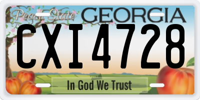 GA license plate CXI4728
