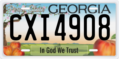 GA license plate CXI4908