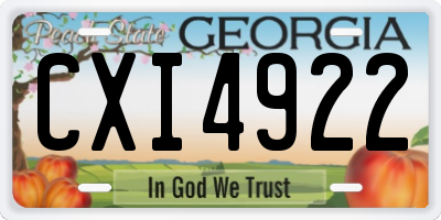 GA license plate CXI4922