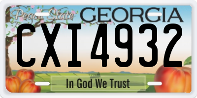 GA license plate CXI4932