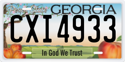 GA license plate CXI4933