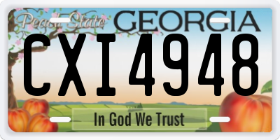 GA license plate CXI4948