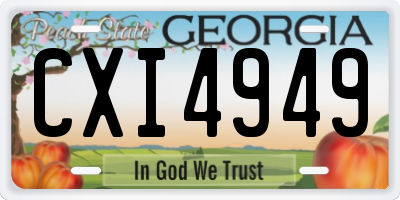 GA license plate CXI4949