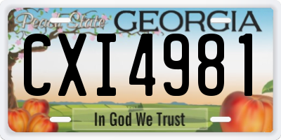 GA license plate CXI4981