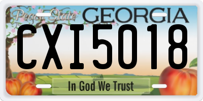 GA license plate CXI5018
