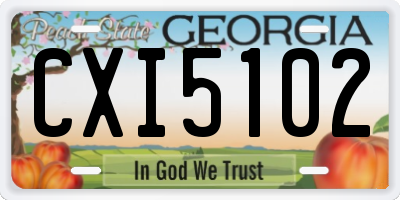 GA license plate CXI5102