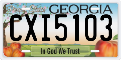 GA license plate CXI5103