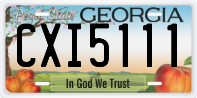 GA license plate CXI5111
