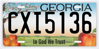 GA license plate CXI5136