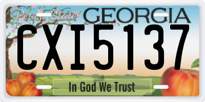 GA license plate CXI5137