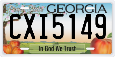 GA license plate CXI5149
