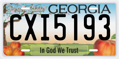 GA license plate CXI5193