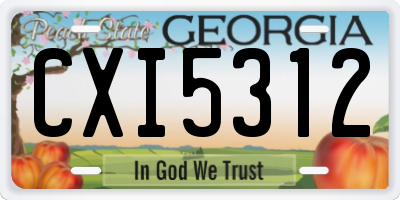 GA license plate CXI5312