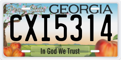 GA license plate CXI5314