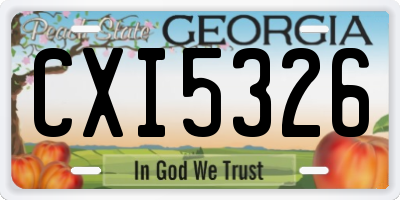 GA license plate CXI5326