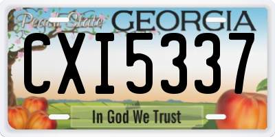 GA license plate CXI5337