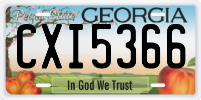 GA license plate CXI5366