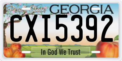 GA license plate CXI5392