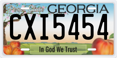 GA license plate CXI5454