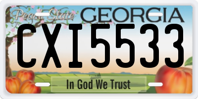 GA license plate CXI5533