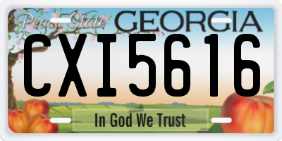 GA license plate CXI5616