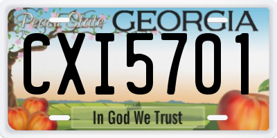 GA license plate CXI5701