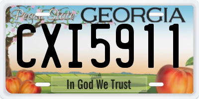 GA license plate CXI5911