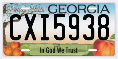 GA license plate CXI5938