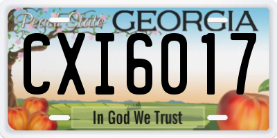 GA license plate CXI6017
